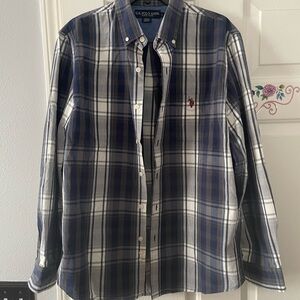 U.S. Polo Assn. Blue and White Casual Button Down Shirt